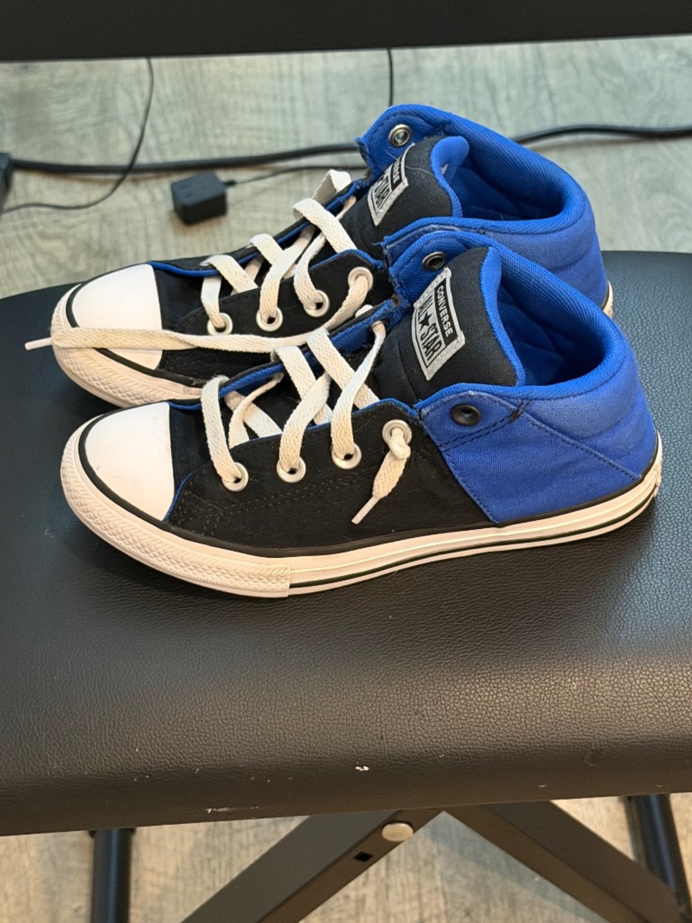 Blue Black and White Converse Youth Size 3